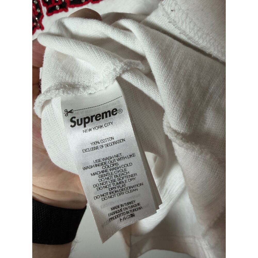 Supreme Rhinestone Raglan Short-Sleeve Top 'White' - Picture 5 of 5